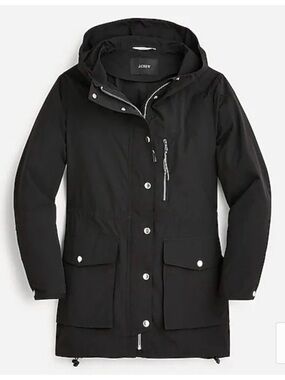 J. Crew Black Hooded Lightweight Spring Jacket